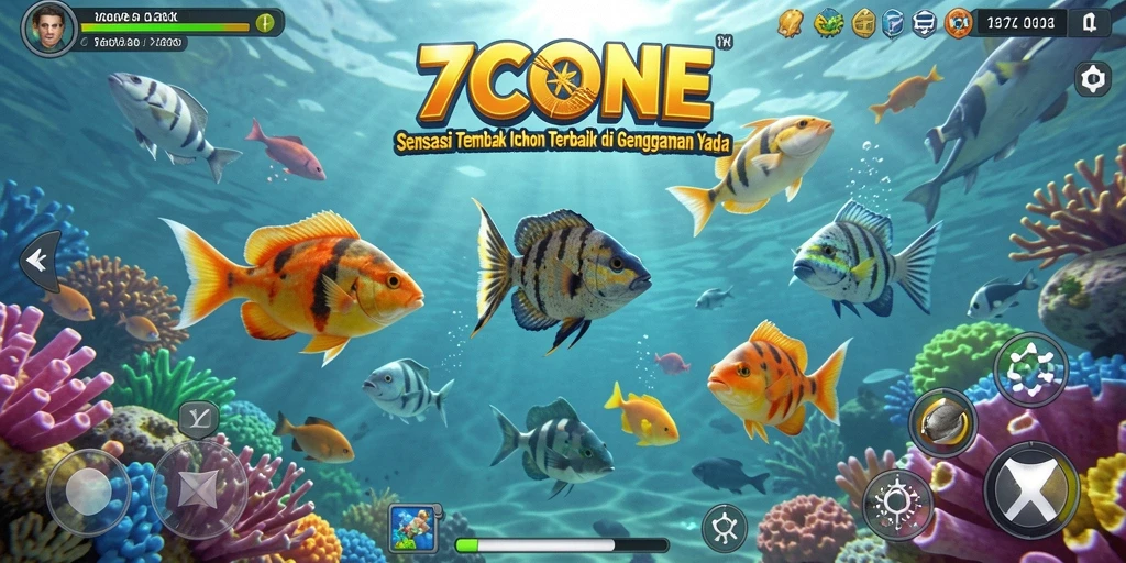 Tampilan gameplay 7CONE yang penuh warna dan menarik.