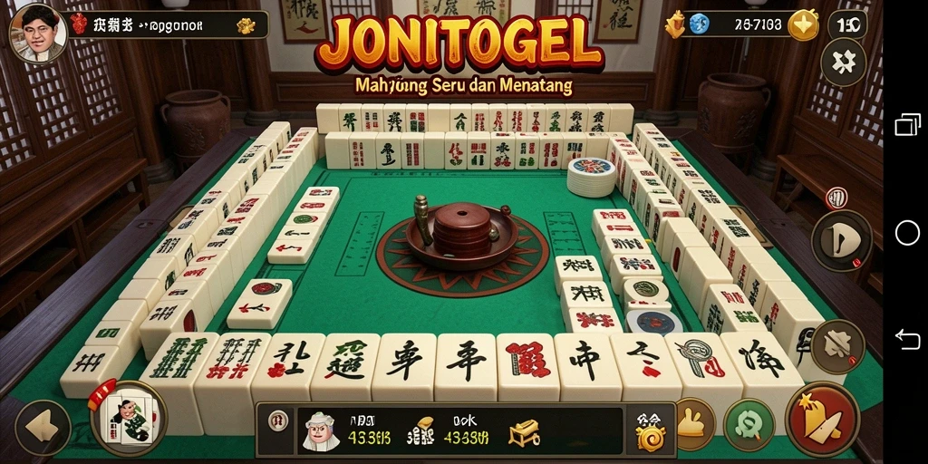 Tampilan gameplay menarik dari JONITOGEL yang menampilkan suasana Mahjong.