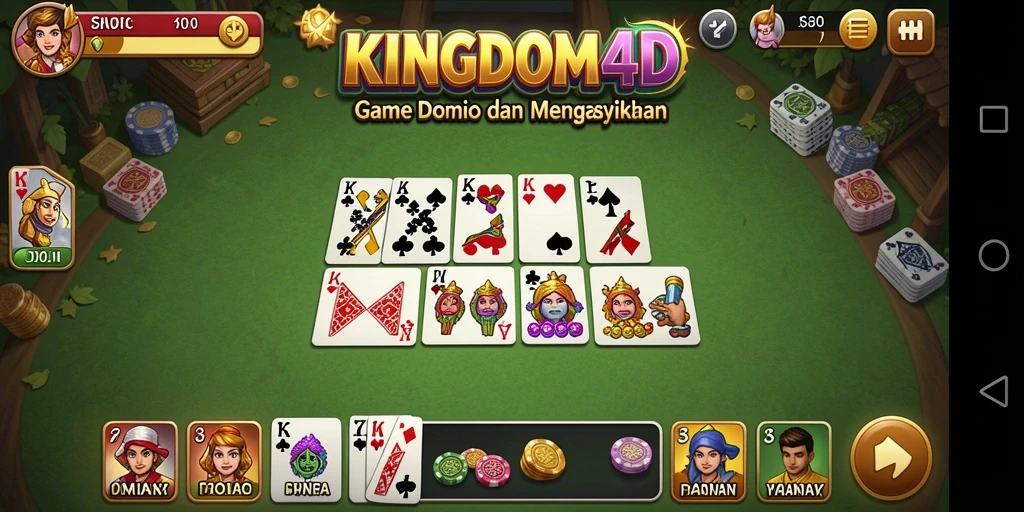 Screenshot gameplay KINGDOM4D yang menunjukkan aksi seru permainan Domino.