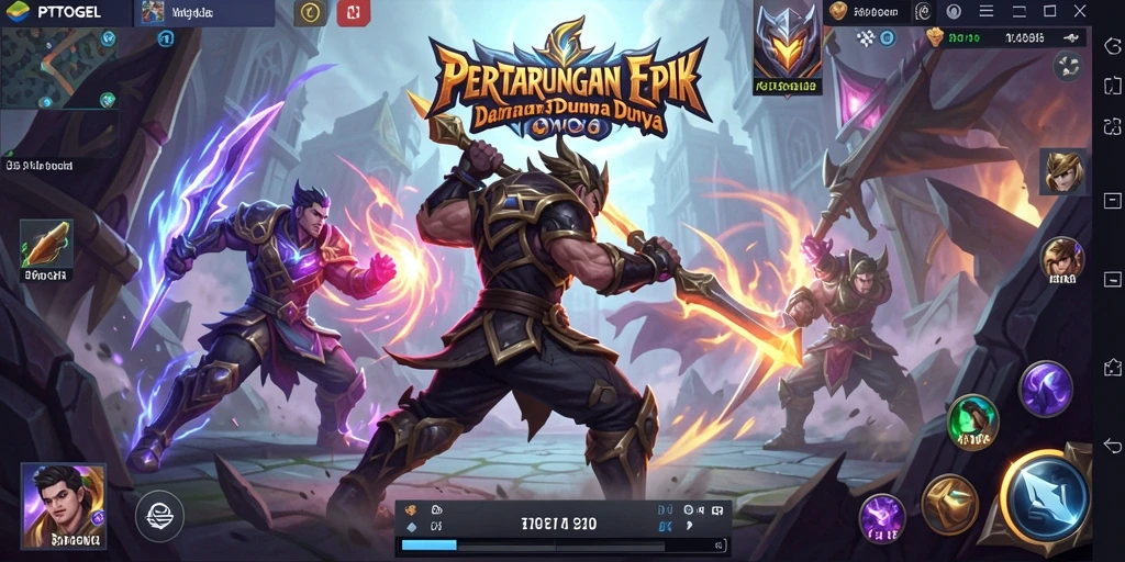Tampilan gameplay PTTOGEL dengan aksi seru di medan perang MOBA.