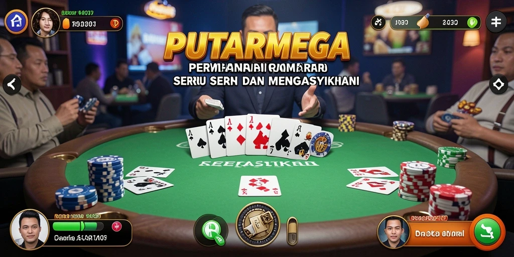 Tampilan antarmuka gameplay PUTARMEGA dengan aksi poker yang mendebarkan.