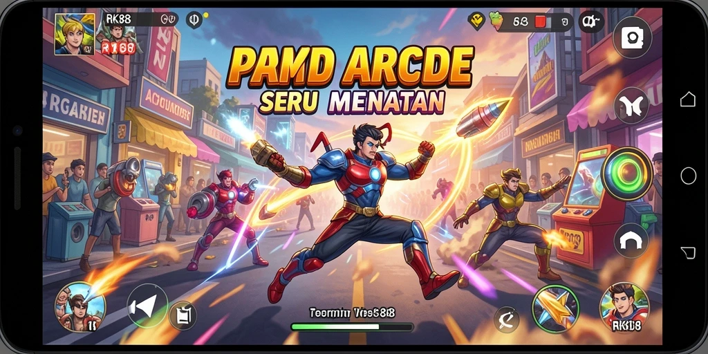 Screenshot utama RK88 menampilkan aksi seru dalam permainan Arcade.