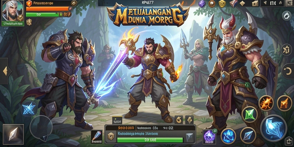 Screenshot gameplay RP6677 menampilkan pertarungan epik dalam dunia MMORPG.
