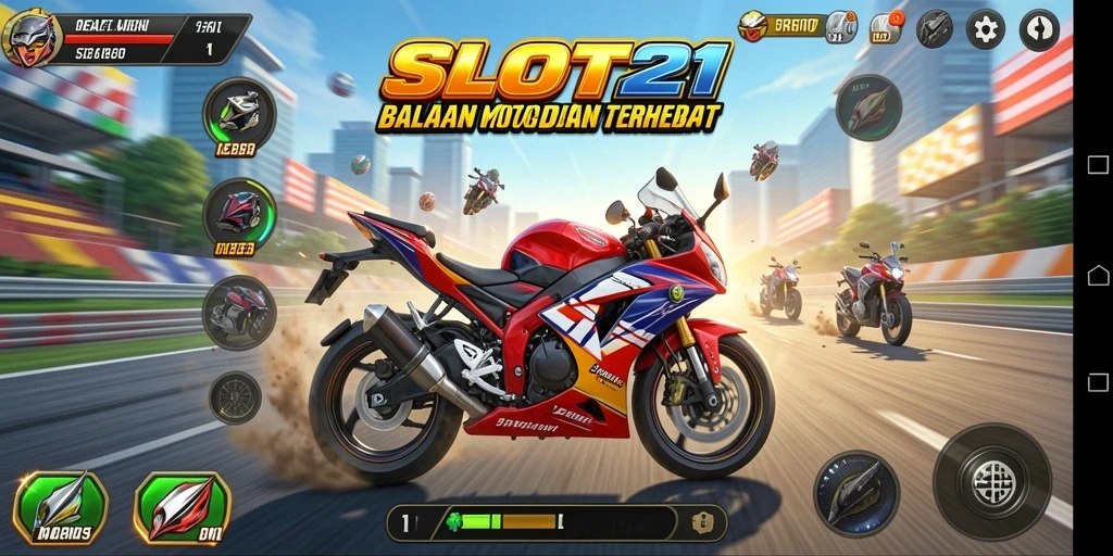 Menampilkan aksi balapan seru di SLOT21 dengan grafik yang mengagumkan.